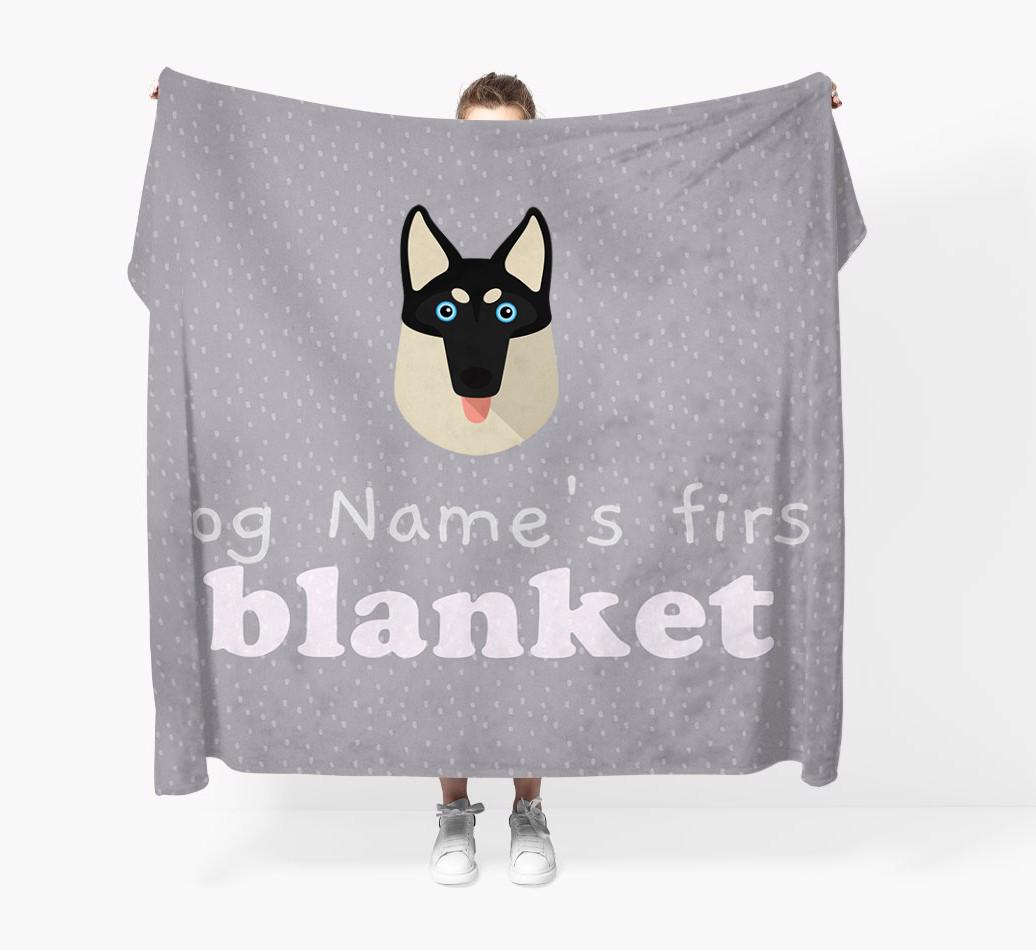 'Dog's First Blanket' - Personalised {breedFullName} Throw Blanket