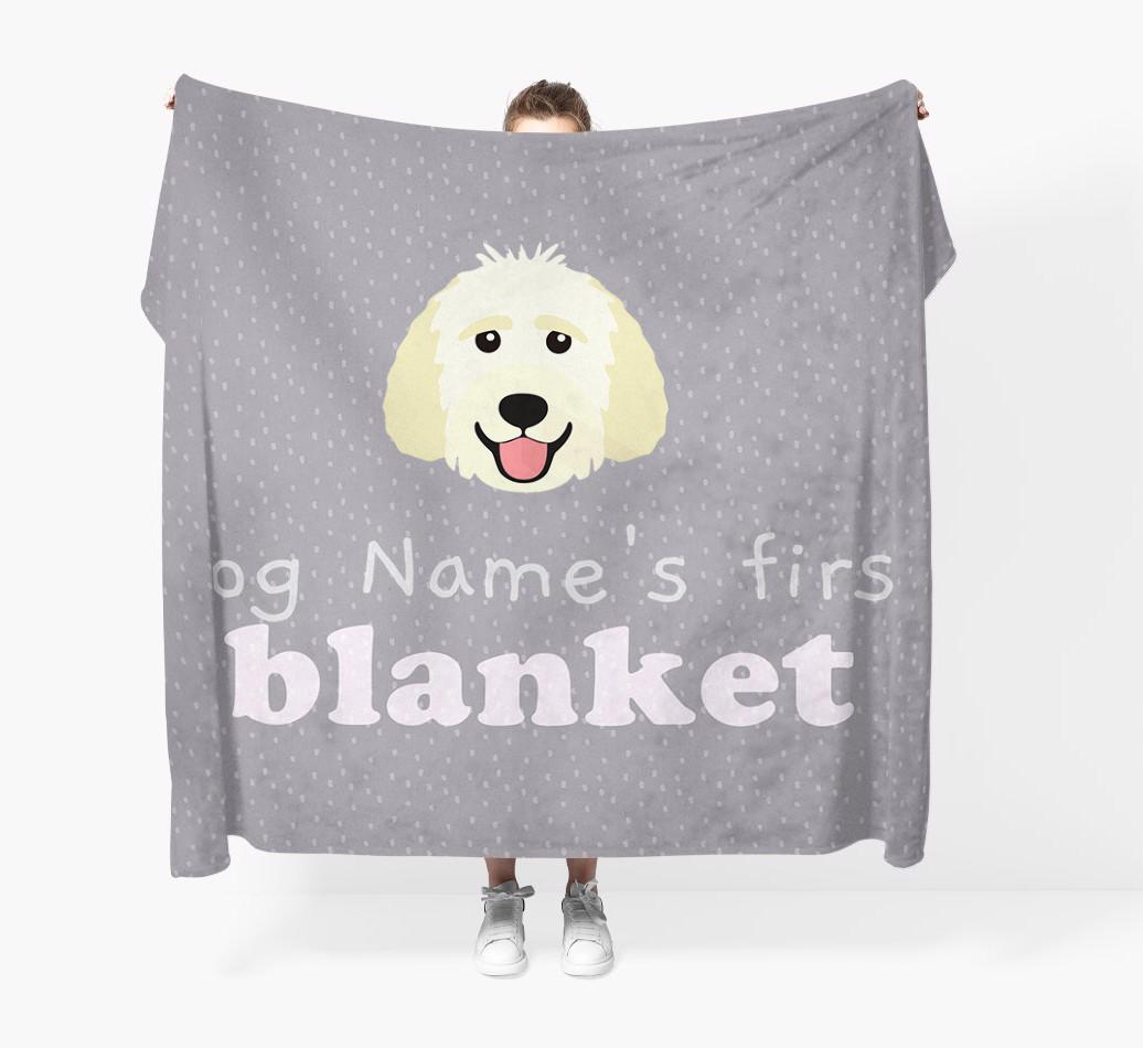 'Dog's First Blanket' - Personalised {breedFullName} Throw Blanket