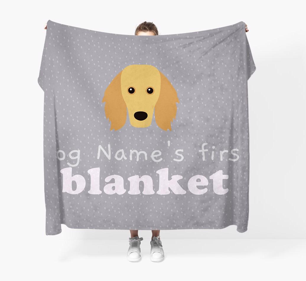 'Dog's First Blanket' - Personalised {breedFullName} Throw Blanket