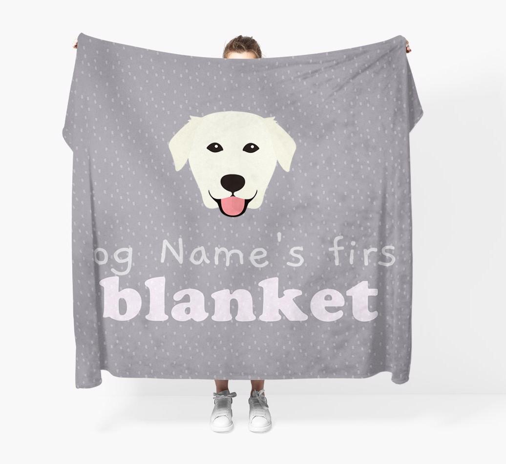 'Dog's First Blanket' - Personalised {breedFullName} Throw Blanket