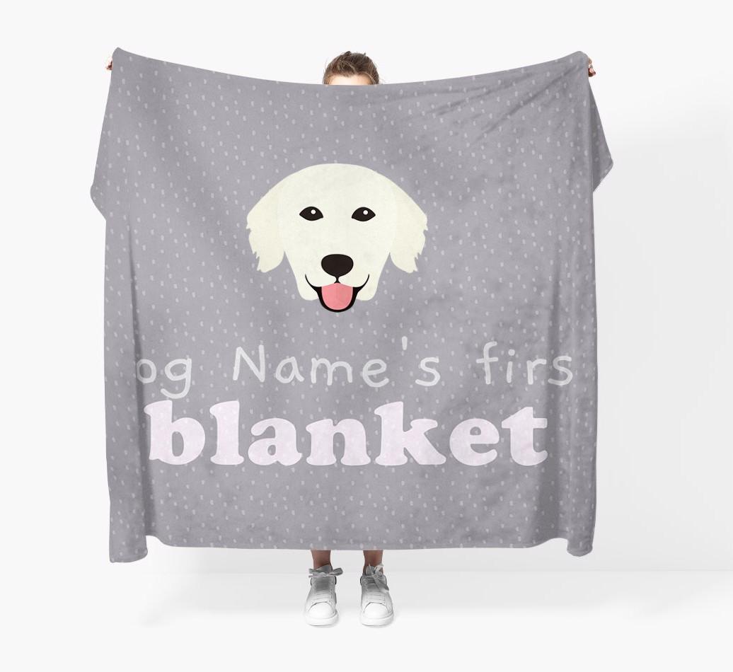 'Dog's First Blanket' - Personalised {breedFullName} Throw Blanket