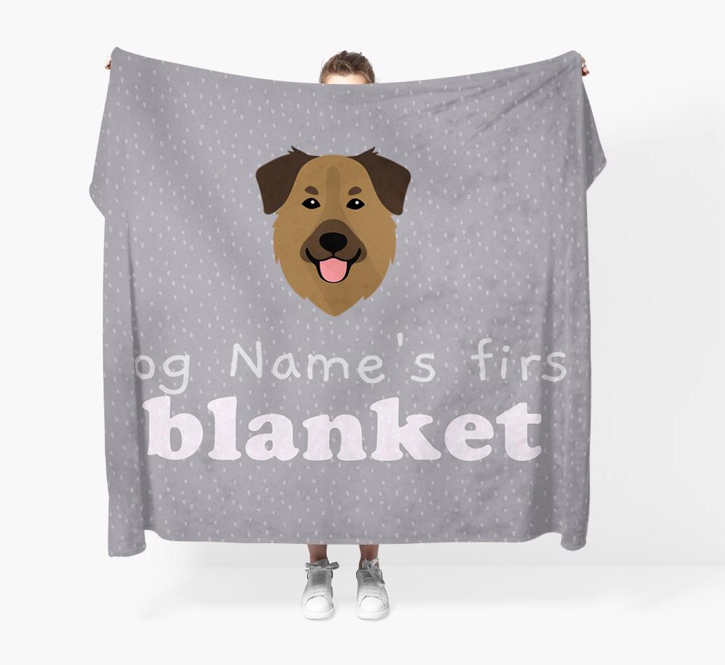 'Dog's First Blanket' - Personalised {breedFullName} Throw Blanket