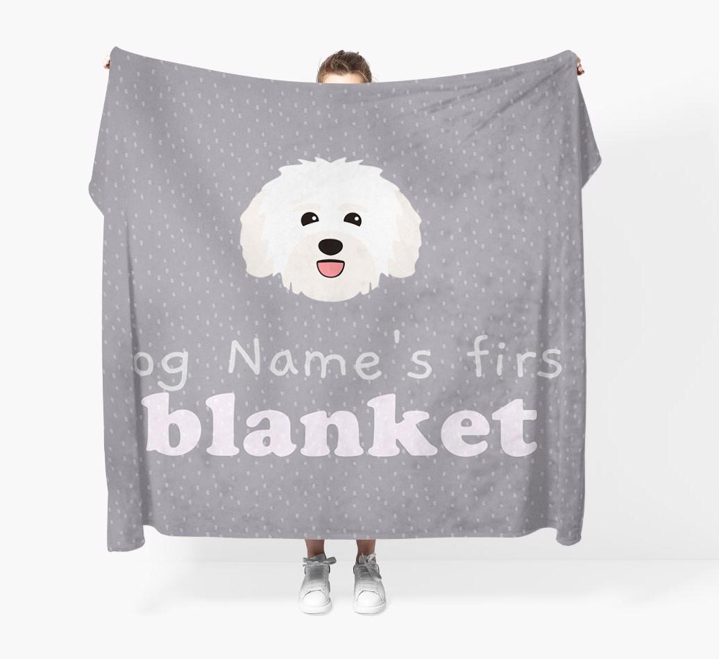 'Dog's First Blanket' - Personalised {breedFullName} Throw Blanket