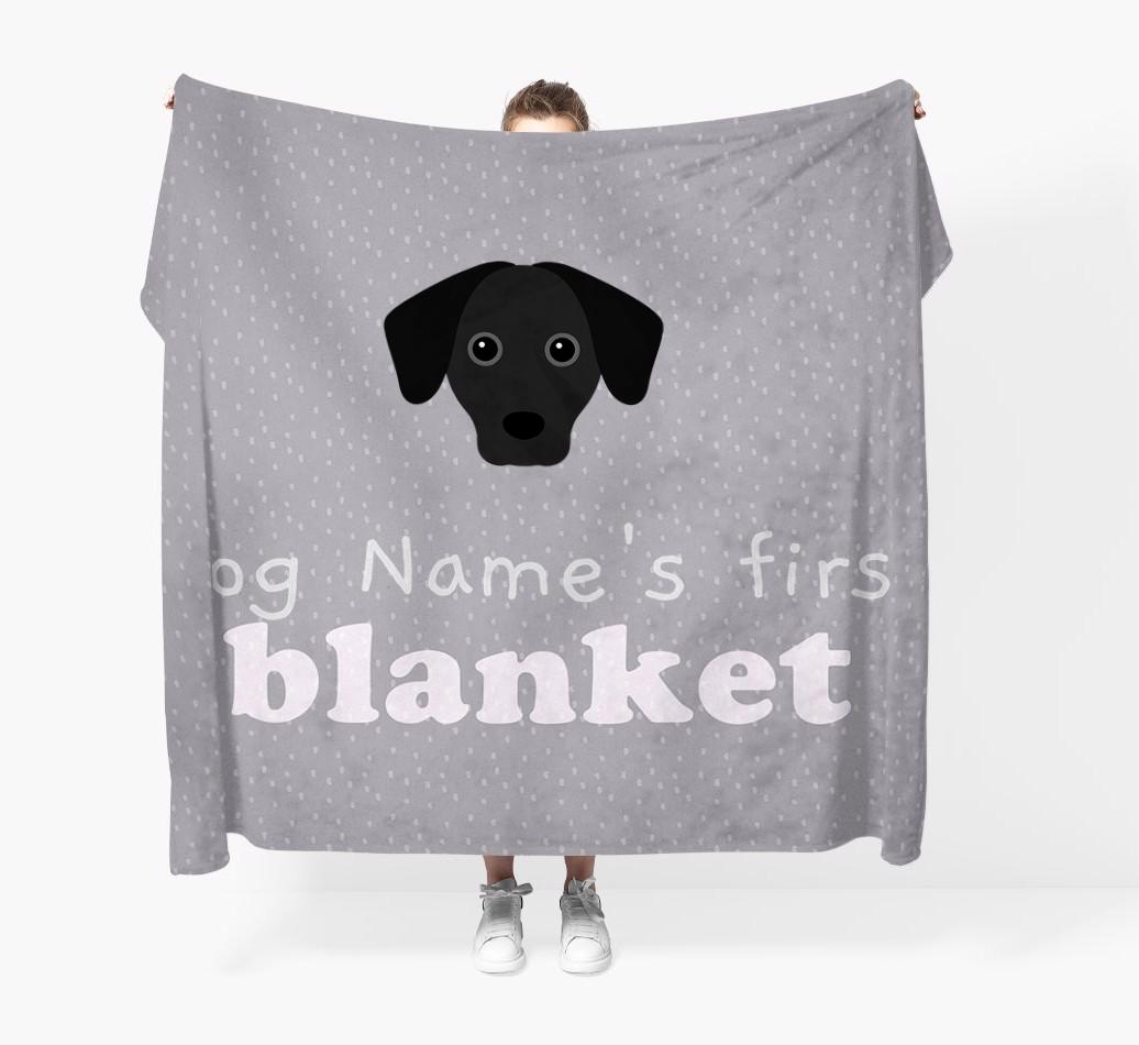 'Dog's First Blanket' - Personalised {breedFullName} Throw Blanket