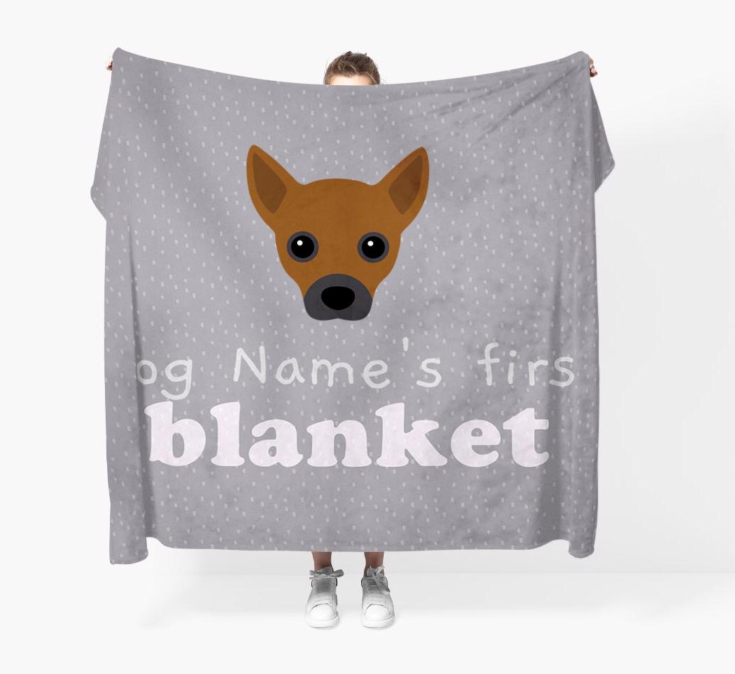 'Dog's First Blanket' - Personalised {breedFullName} Throw Blanket