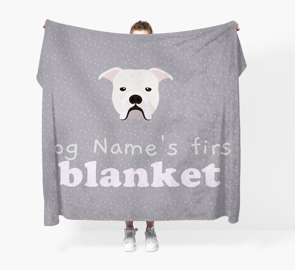 'Dog's First Blanket' - Personalised {breedFullName} Throw Blanket