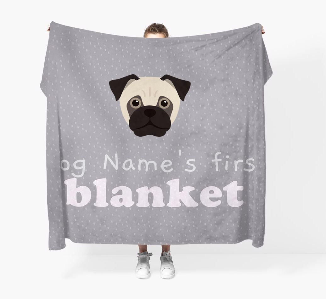 'Dog's First Blanket' - Personalised {breedFullName} Throw Blanket
