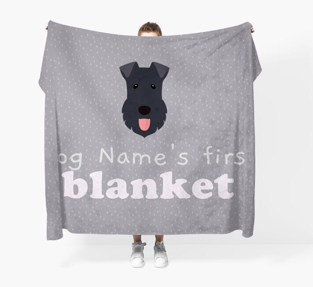 'Dog's First Blanket' - Personalised {breedFullName} Throw Blanket