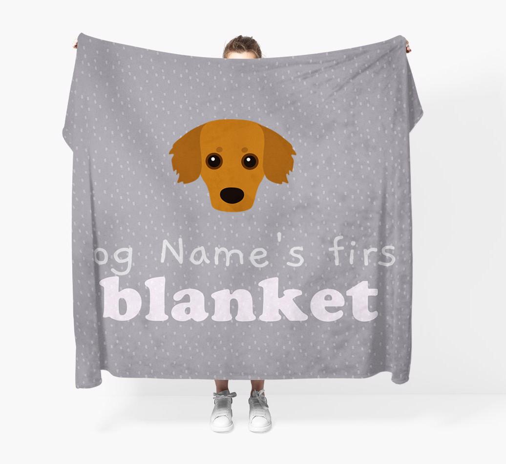 'Dog's First Blanket' - Personalised {breedFullName} Throw Blanket