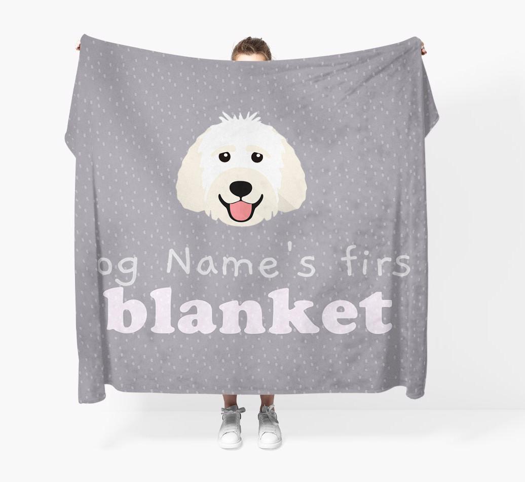'Dog's First Blanket' - Personalised {breedFullName} Throw Blanket