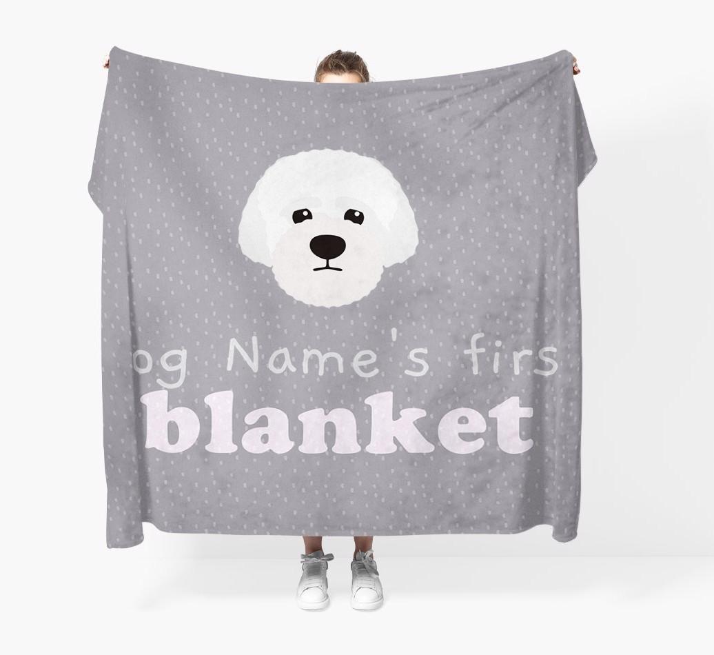 'Dog's First Blanket' - Personalised {breedFullName} Throw Blanket