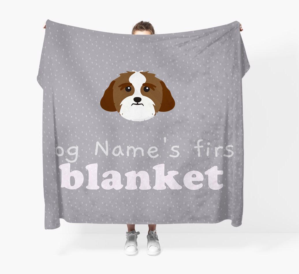 'Dog's First Blanket' - Personalised {breedFullName} Throw Blanket