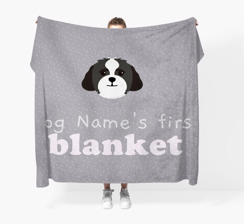 'Dog's First Blanket' - Personalised {breedFullName} Throw Blanket