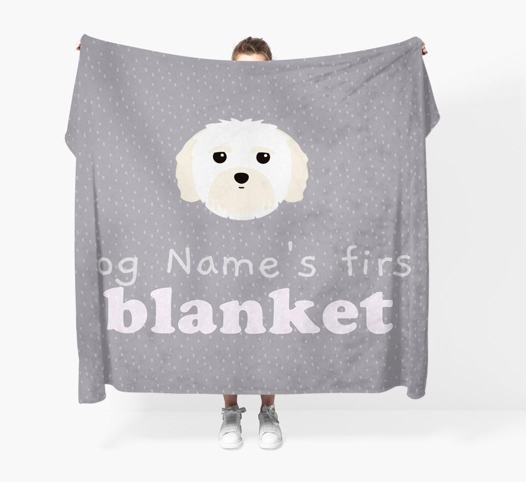 'Dog's First Blanket' - Personalised {breedFullName} Throw Blanket