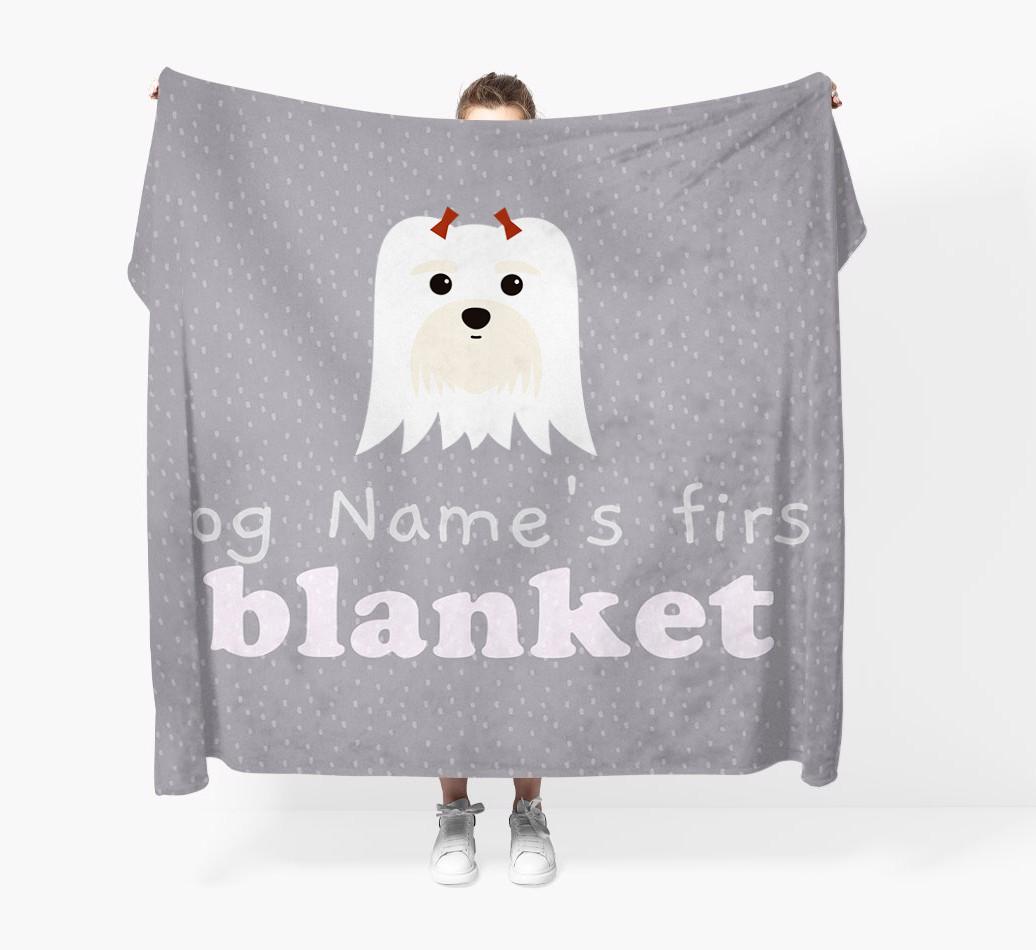'Dog's First Blanket' - Personalised {breedFullName} Throw Blanket
