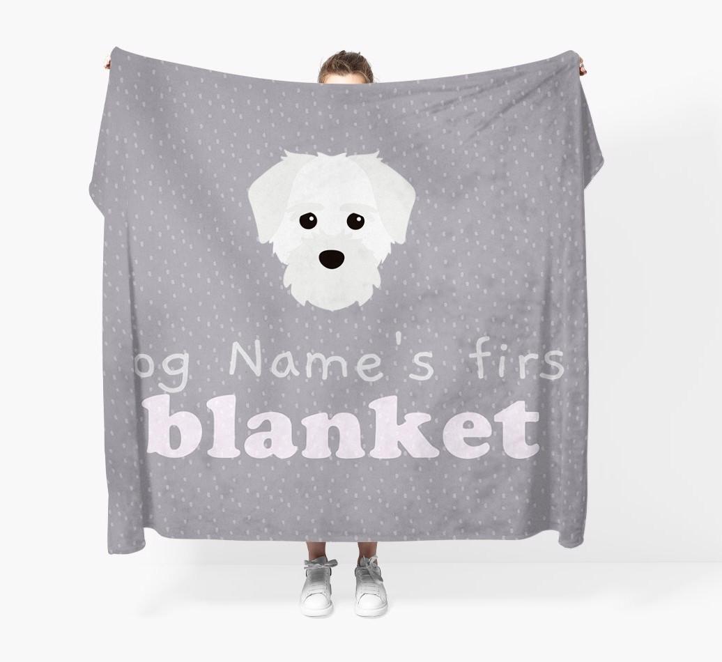 'Dog's First Blanket' - Personalised {breedFullName} Throw Blanket