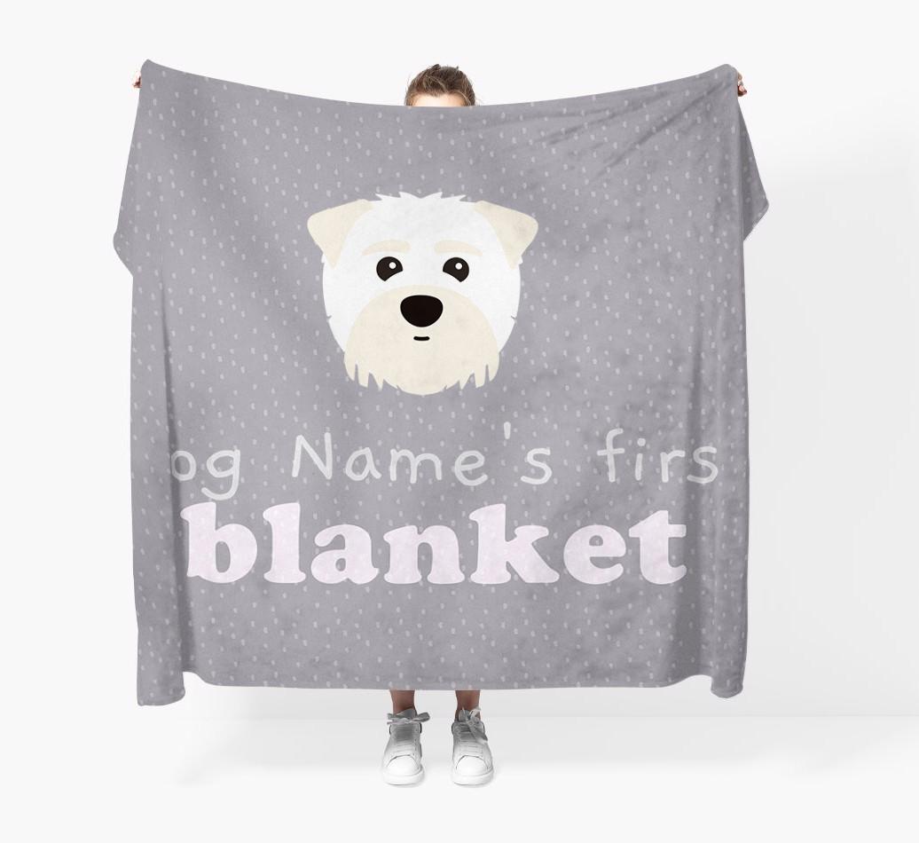 'Dog's First Blanket' - Personalised {breedFullName} Throw Blanket