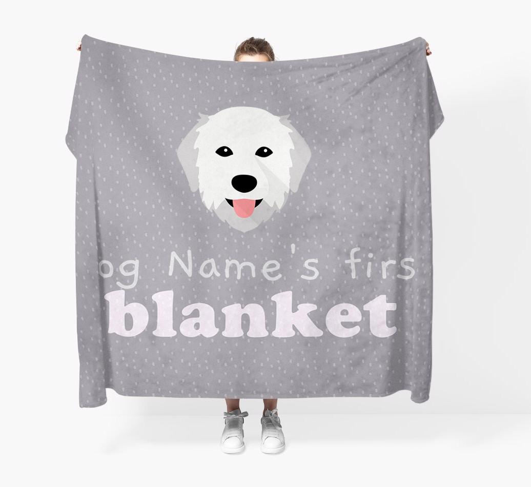 'Dog's First Blanket' - Personalised {breedFullName} Throw Blanket