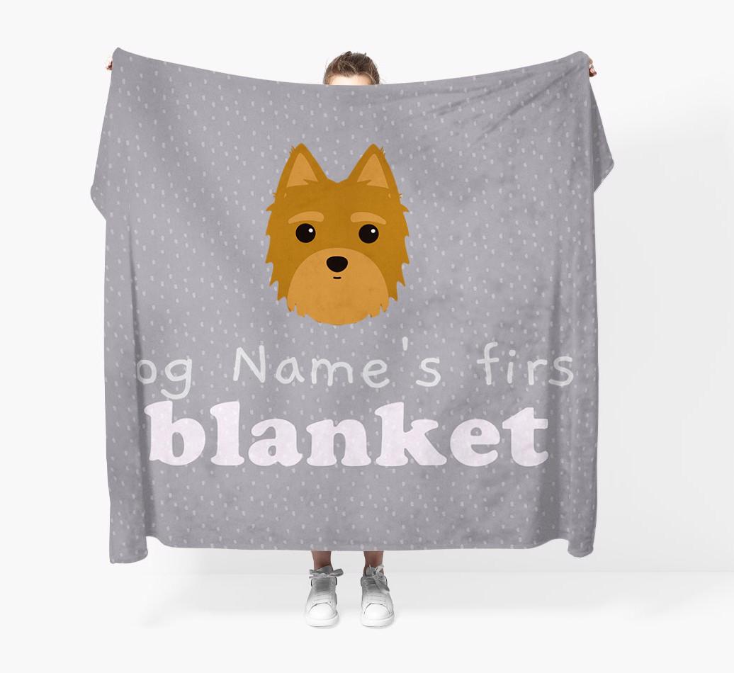 'Dog's First Blanket' - Personalised {breedFullName} Throw Blanket