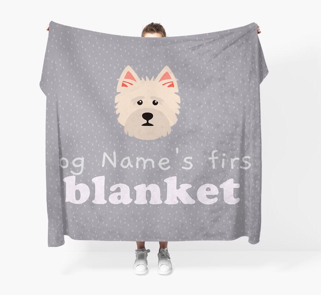 'Dog's First Blanket' - Personalised {breedFullName} Throw Blanket
