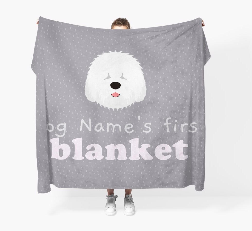 'Dog's First Blanket' - Personalised {breedFullName} Throw Blanket