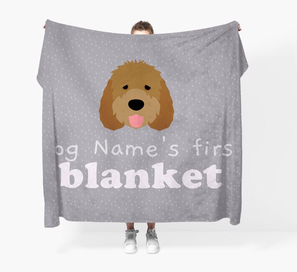 'Dog's First Blanket' - Personalised {breedFullName} Throw Blanket