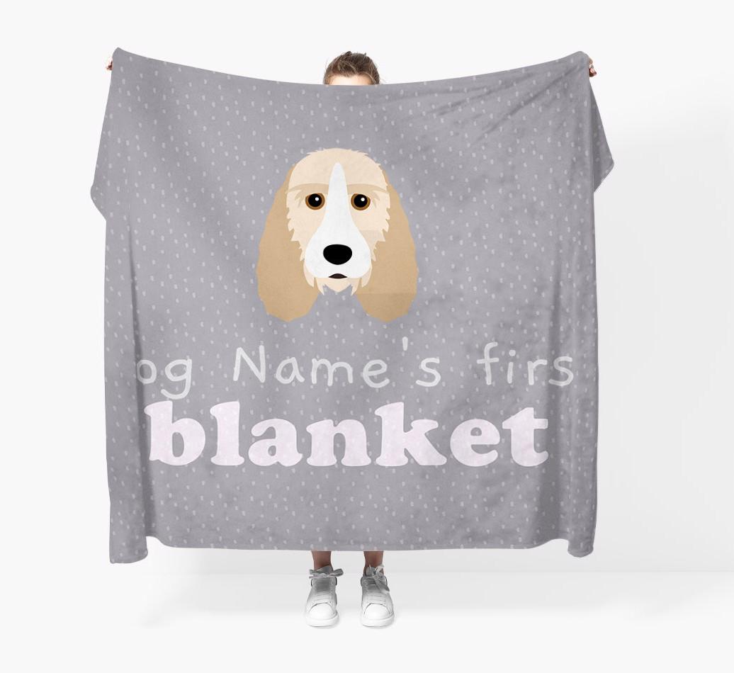 'Dog's First Blanket' - Personalised {breedFullName} Throw Blanket