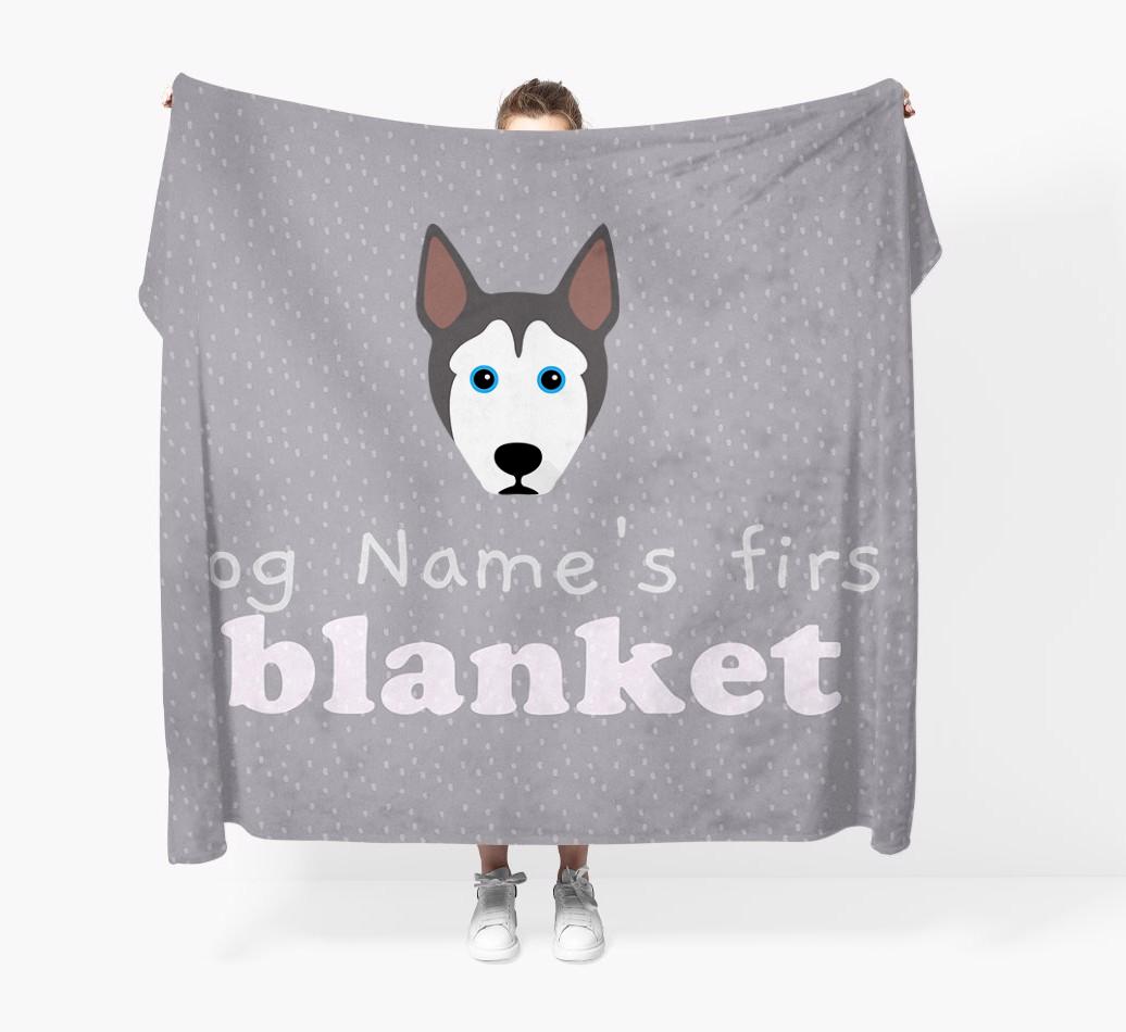 'Dog's First Blanket' - Personalised {breedFullName} Throw Blanket