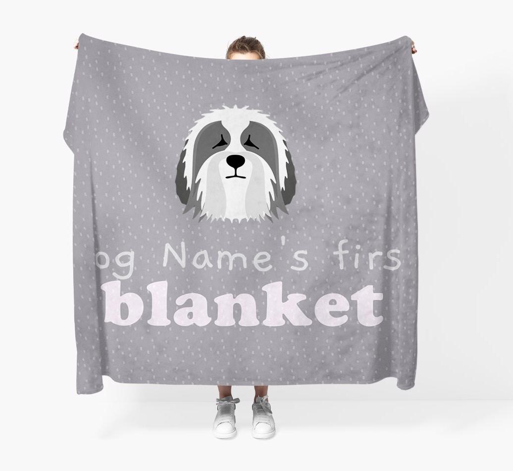 'Dog's First Blanket' - Personalised {breedFullName} Throw Blanket