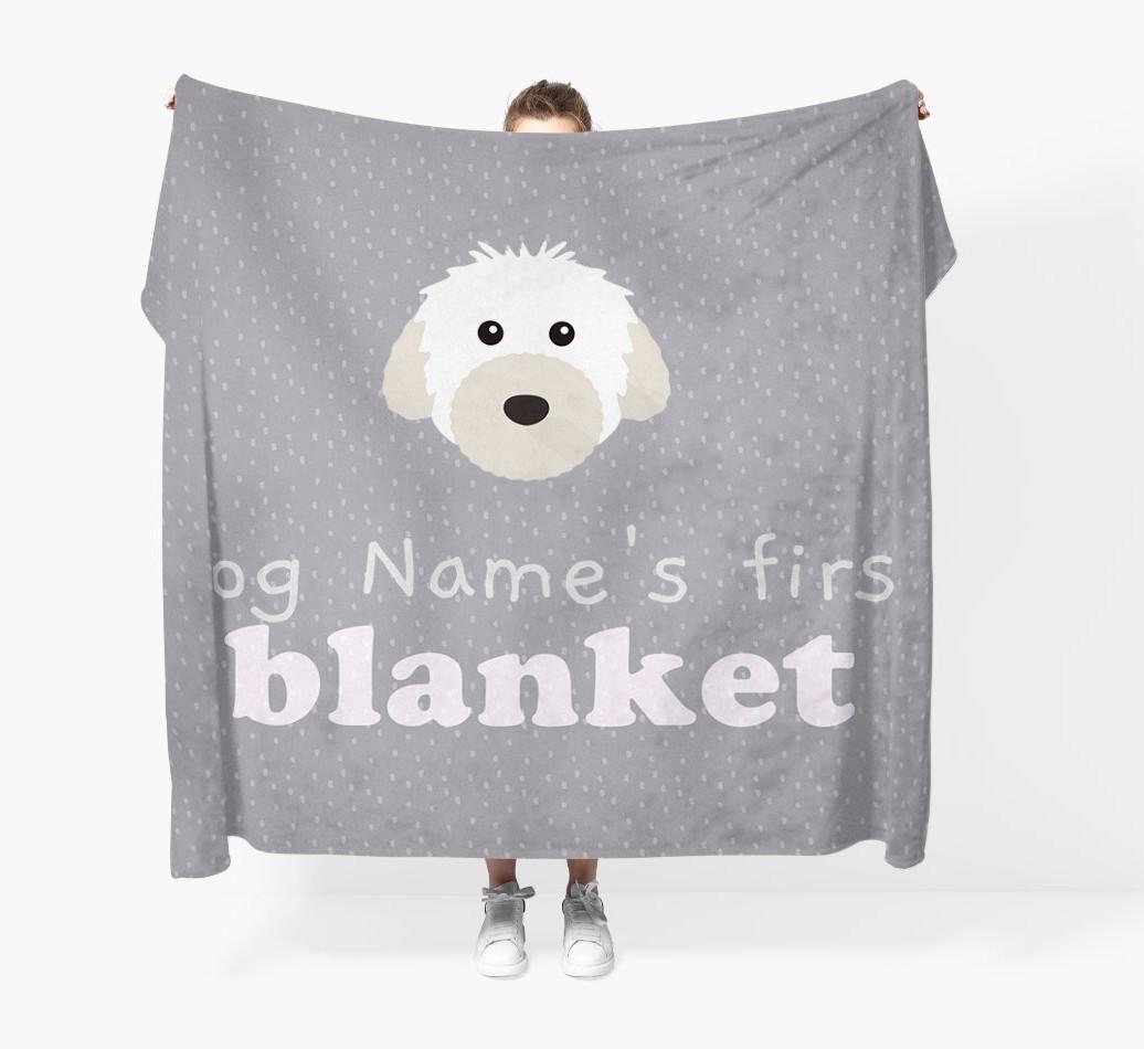 'Dog's First Blanket' - Personalised {breedFullName} Throw Blanket