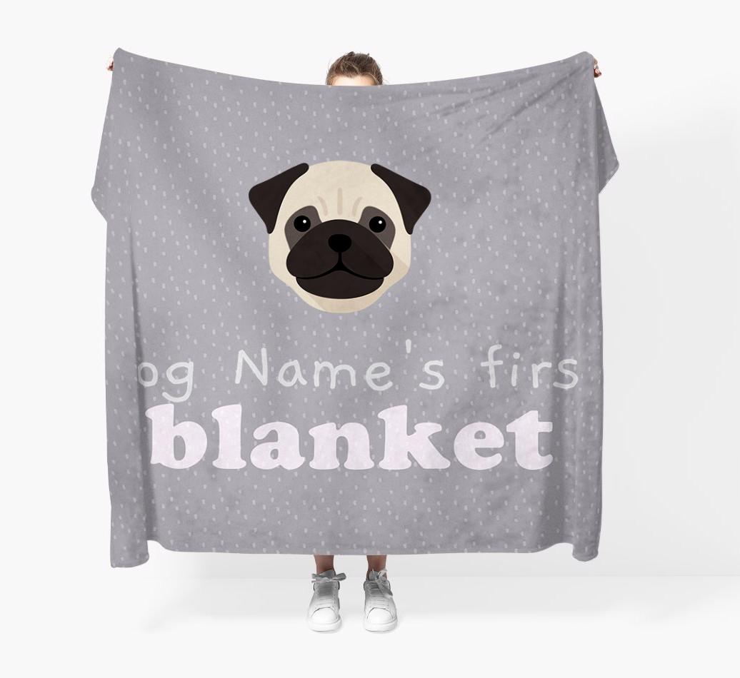 'Dog's First Blanket' - Personalised {breedFullName} Throw Blanket