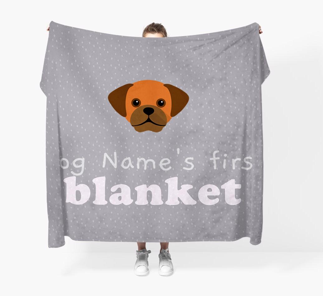 'Dog's First Blanket' - Personalised {breedFullName} Throw Blanket