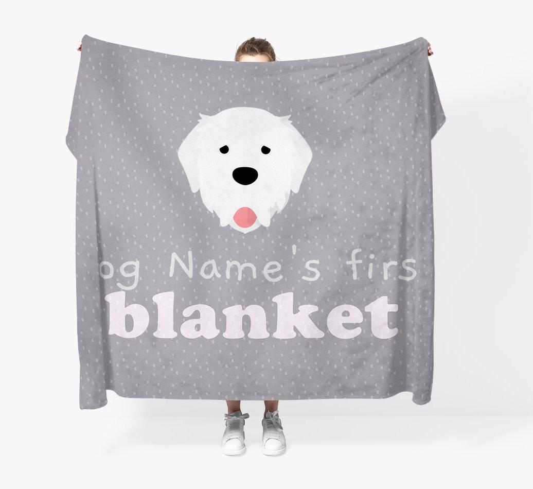 'Dog's First Blanket' - Personalised {breedFullName} Throw Blanket