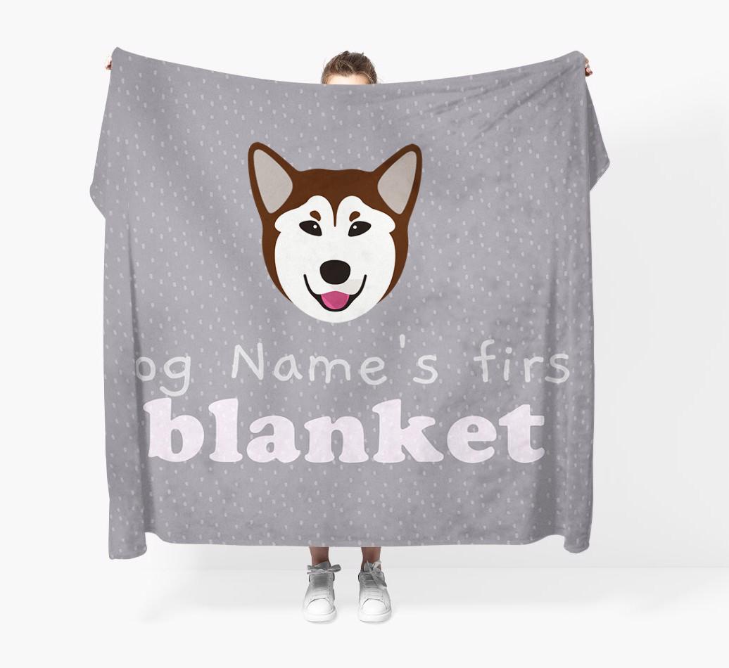 'Dog's First Blanket' - Personalised {breedFullName} Throw Blanket