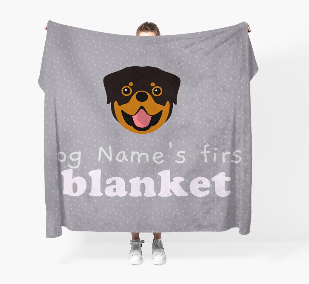 'Dog's First Blanket' - Personalised {breedFullName} Throw Blanket