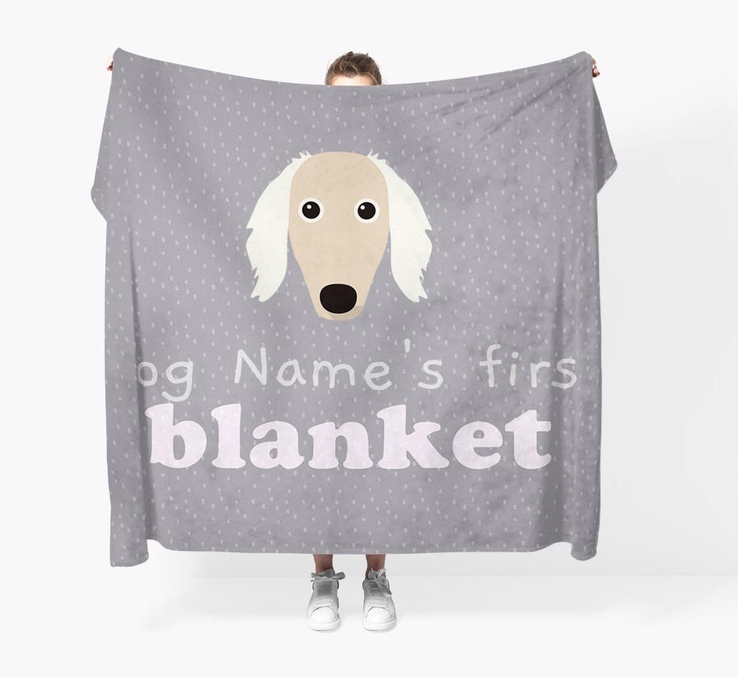 'Dog's First Blanket' - Personalised {breedFullName} Throw Blanket