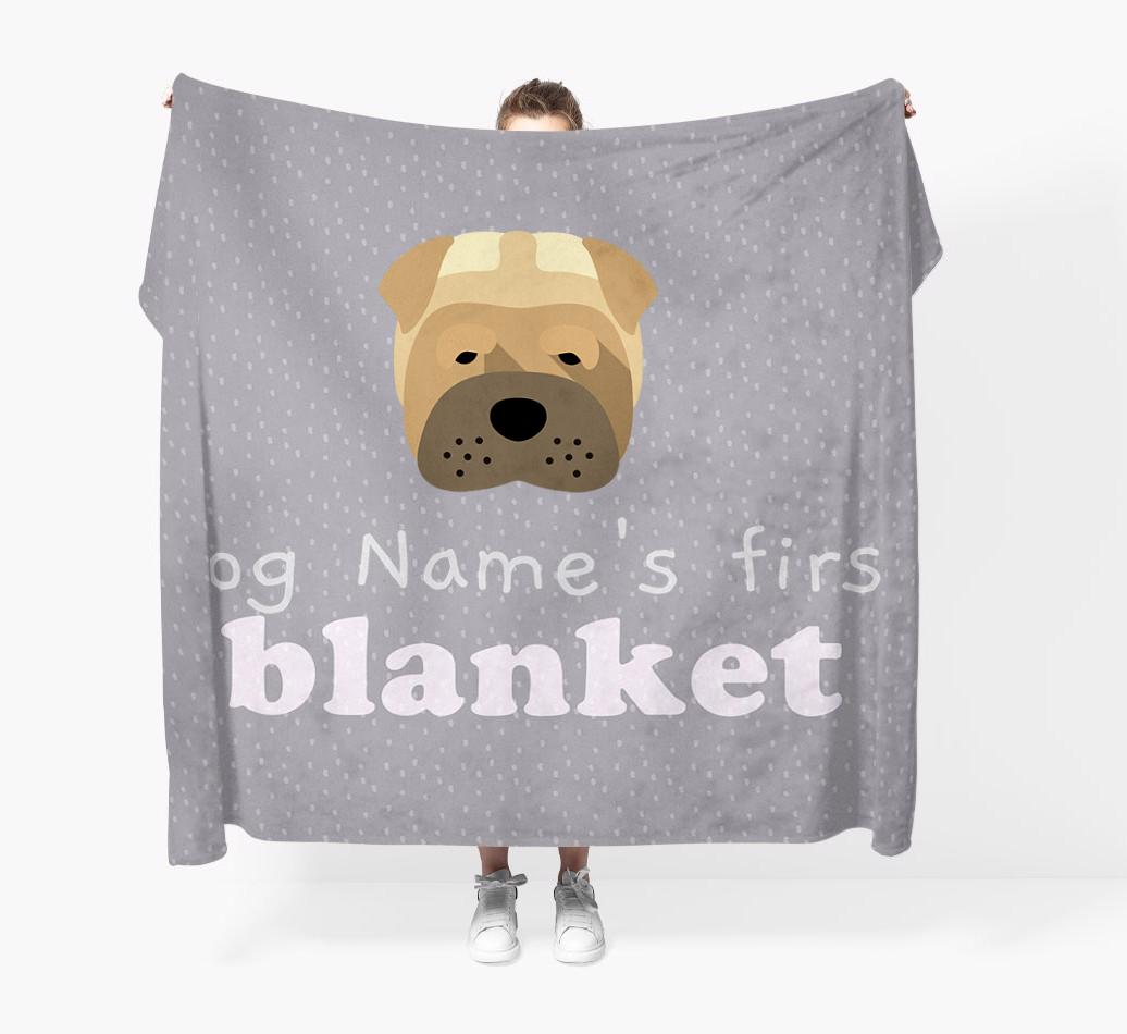 'Dog's First Blanket' - Personalised {breedFullName} Throw Blanket