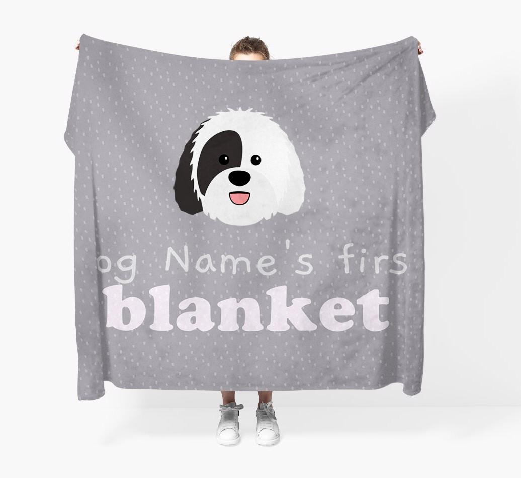 'Dog's First Blanket' - Personalised {breedFullName} Throw Blanket
