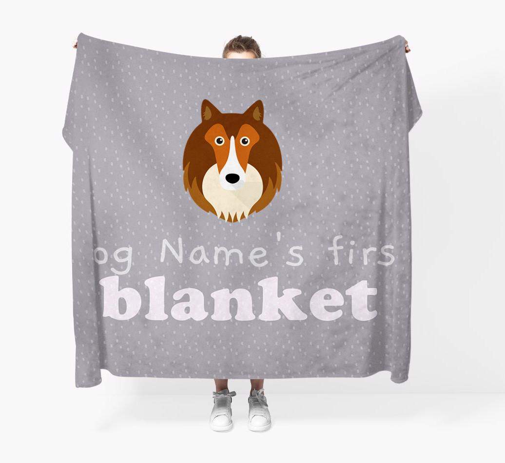 'Dog's First Blanket' - Personalised {breedFullName} Throw Blanket