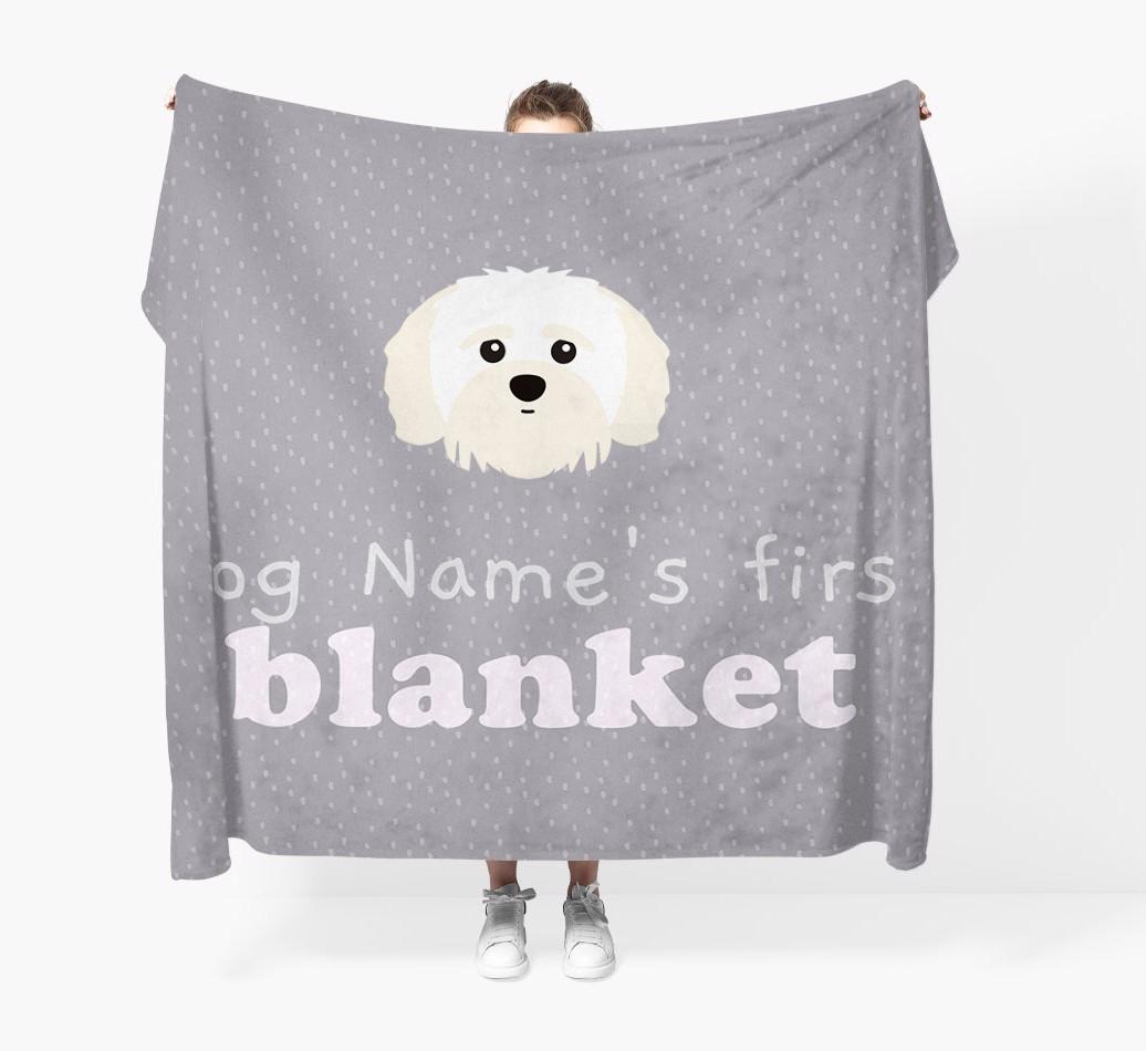 'Dog's First Blanket' - Personalised {breedFullName} Throw Blanket