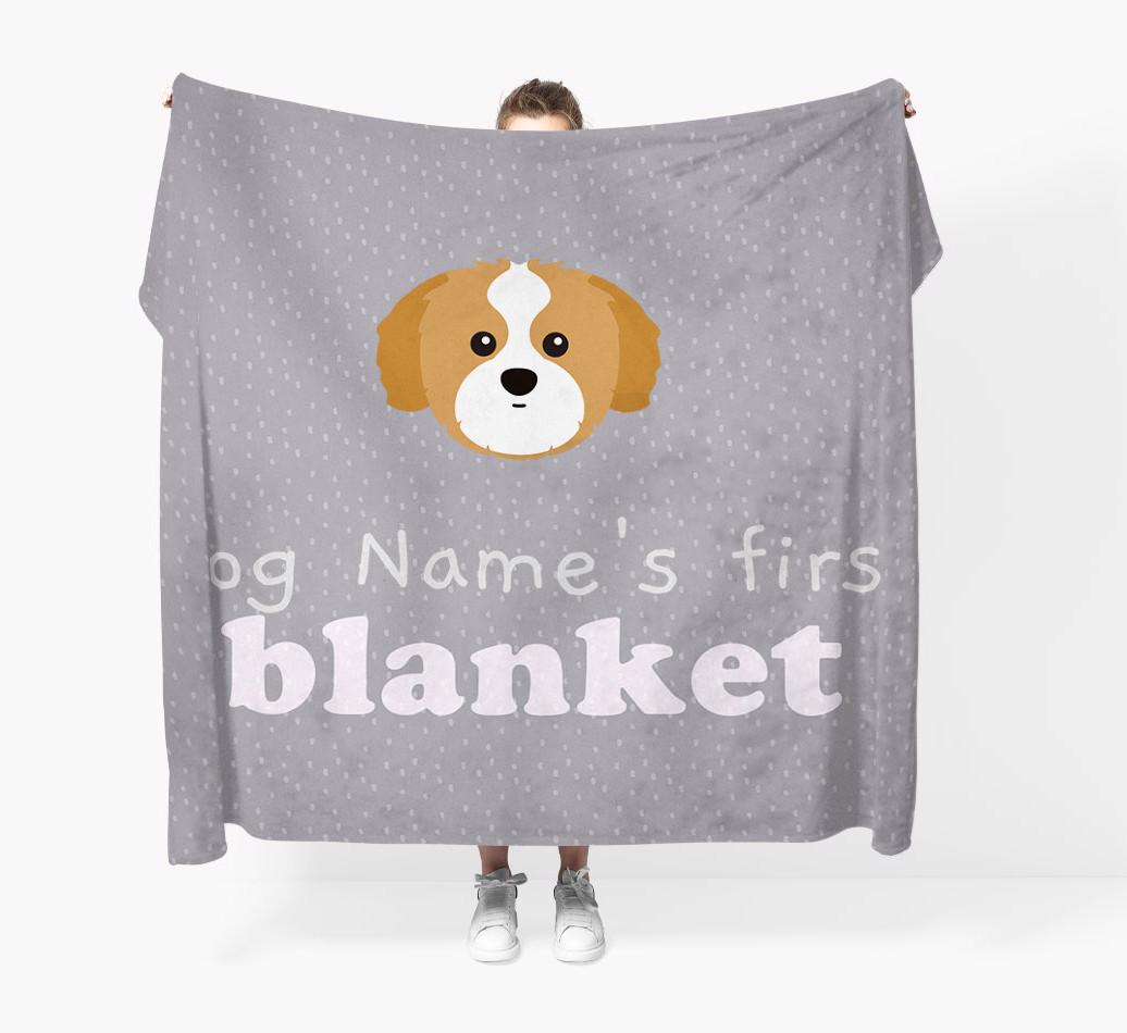'Dog's First Blanket' - Personalised {breedFullName} Throw Blanket