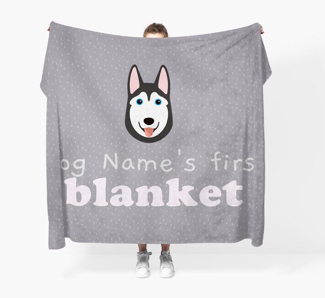 'Dog's First Blanket' - Personalised {breedFullName} Throw Blanket