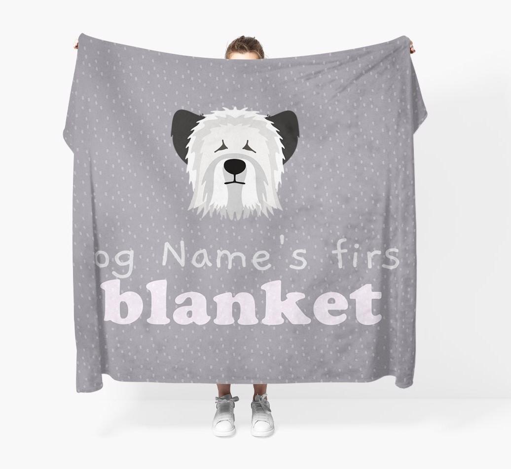 'Dog's First Blanket' - Personalised {breedFullName} Throw Blanket