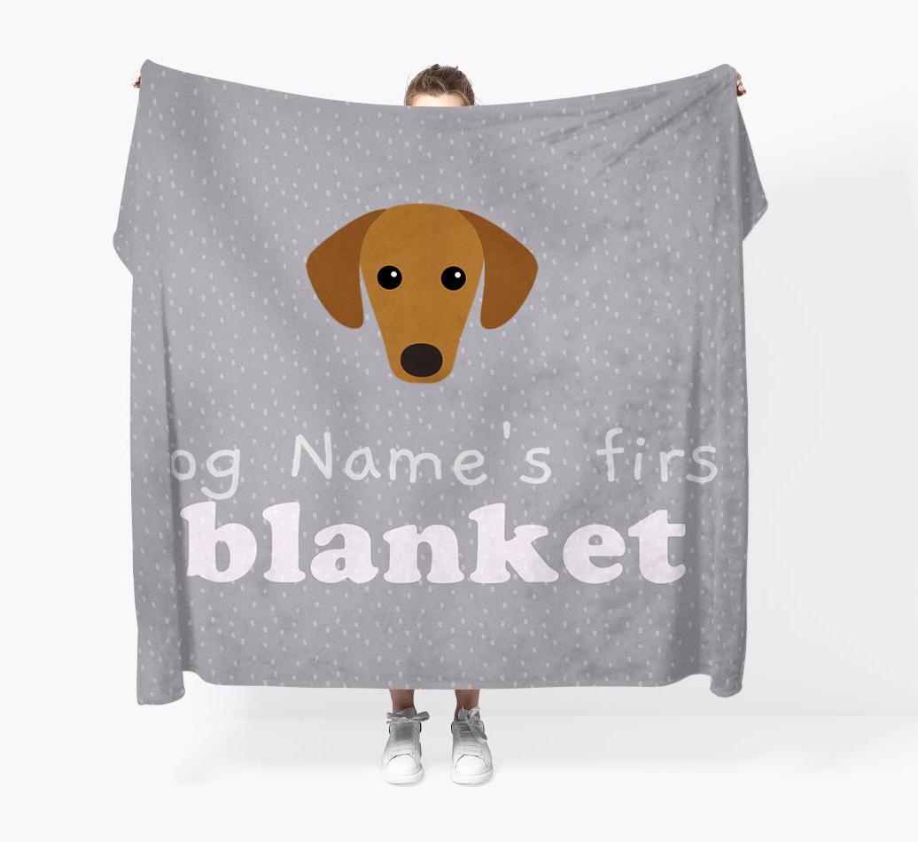 'Dog's First Blanket' - Personalised {breedFullName} Throw Blanket