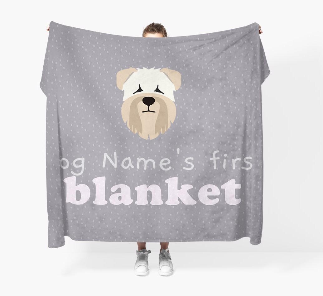 'Dog's First Blanket' - Personalised {breedFullName} Throw Blanket