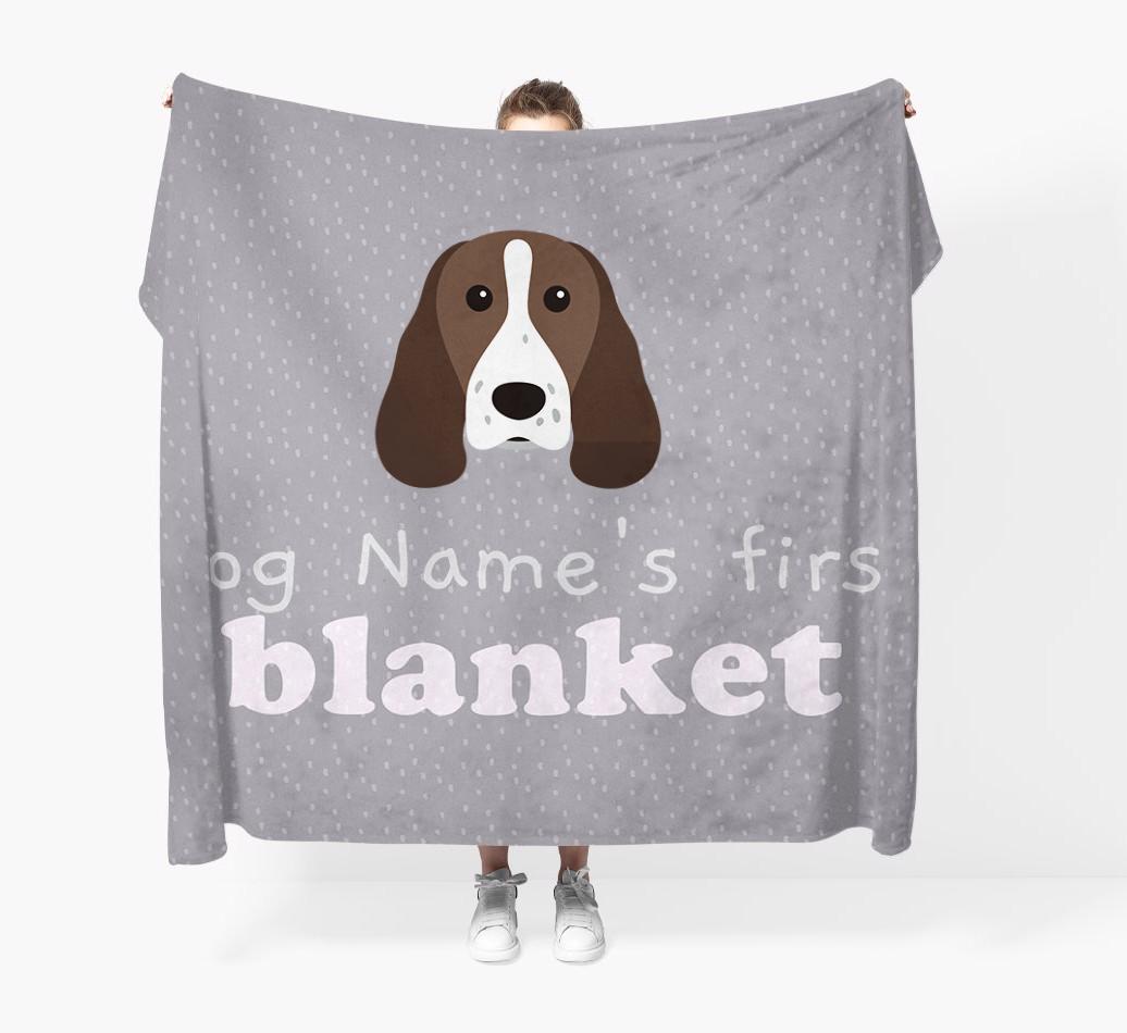 'Dog's First Blanket' - Personalised {breedFullName} Throw Blanket