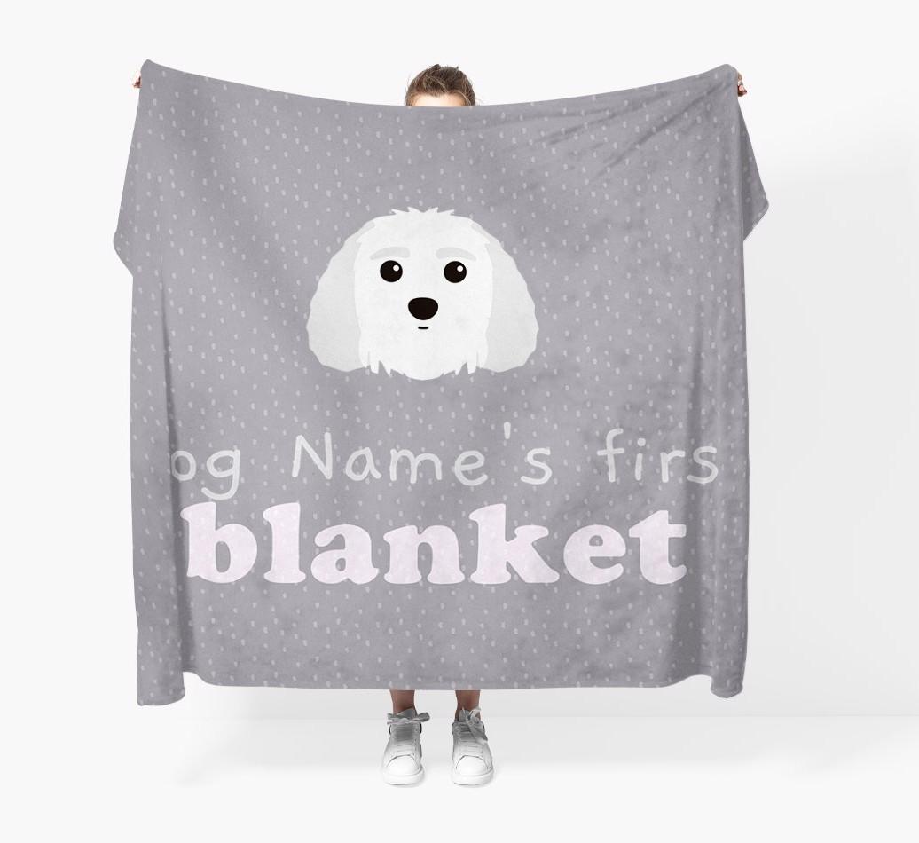 'Dog's First Blanket' - Personalised {breedFullName} Throw Blanket