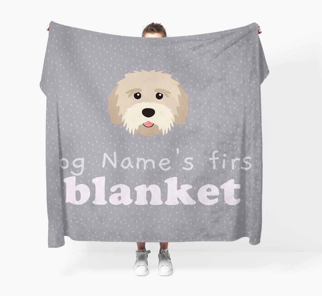 'Dog's First Blanket' - Personalised {breedFullName} Throw Blanket