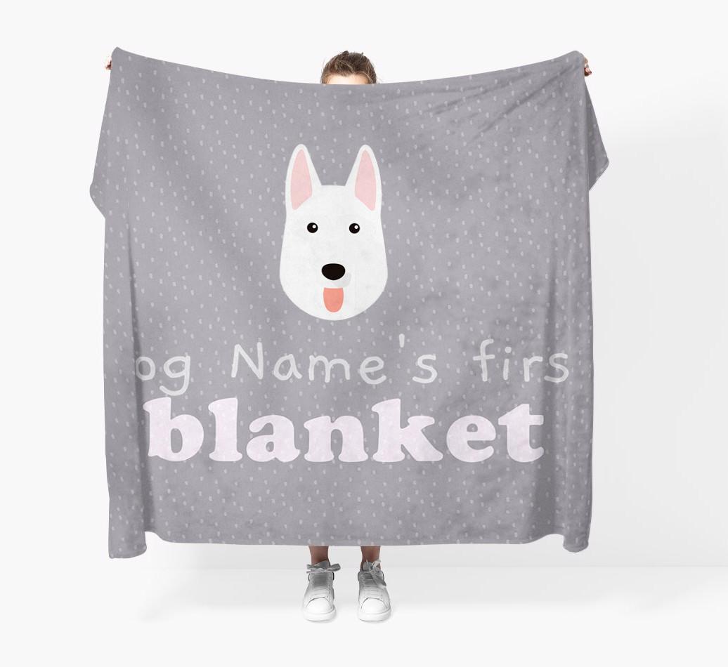 'Dog's First Blanket' - Personalised {breedFullName} Throw Blanket