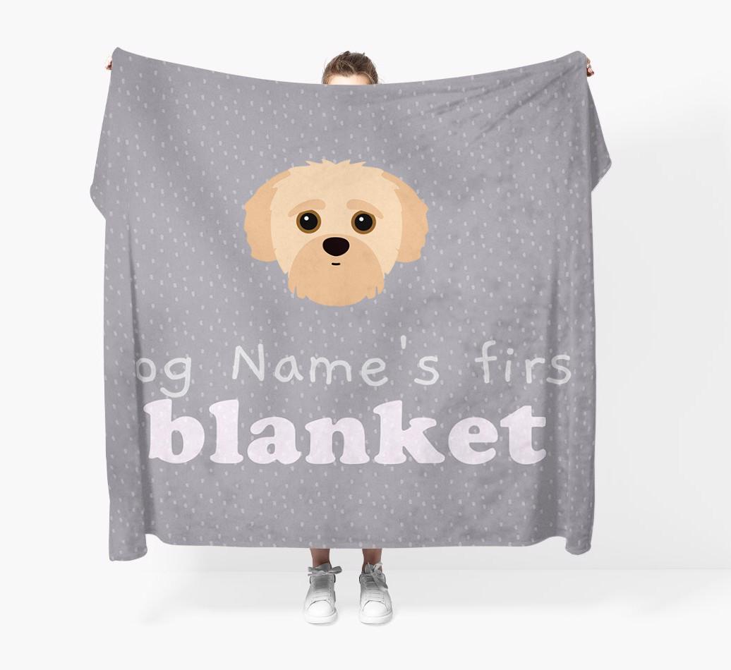 'Dog's First Blanket' - Personalised {breedFullName} Throw Blanket